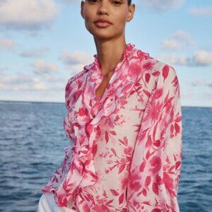 Zara Ruffled Print Blouse